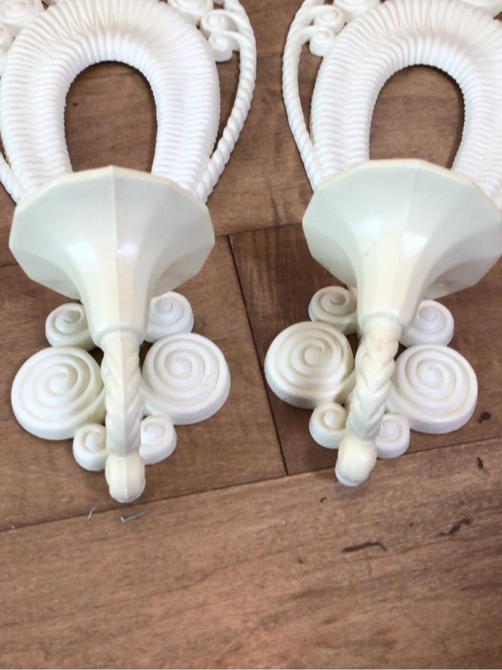 Vintage 1975 Burwood Products Faux Wicker Wall Sconce Pair MCM Boho Rattan 17